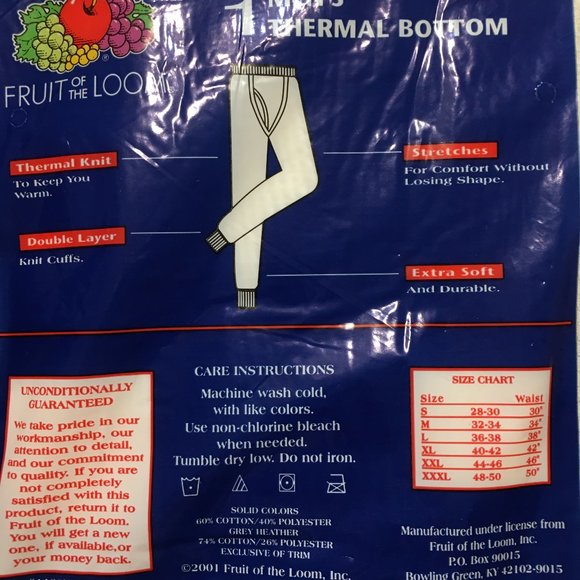 Fruit of the Loom Thermal Ankle Length Bottom - Picture 4 of 12